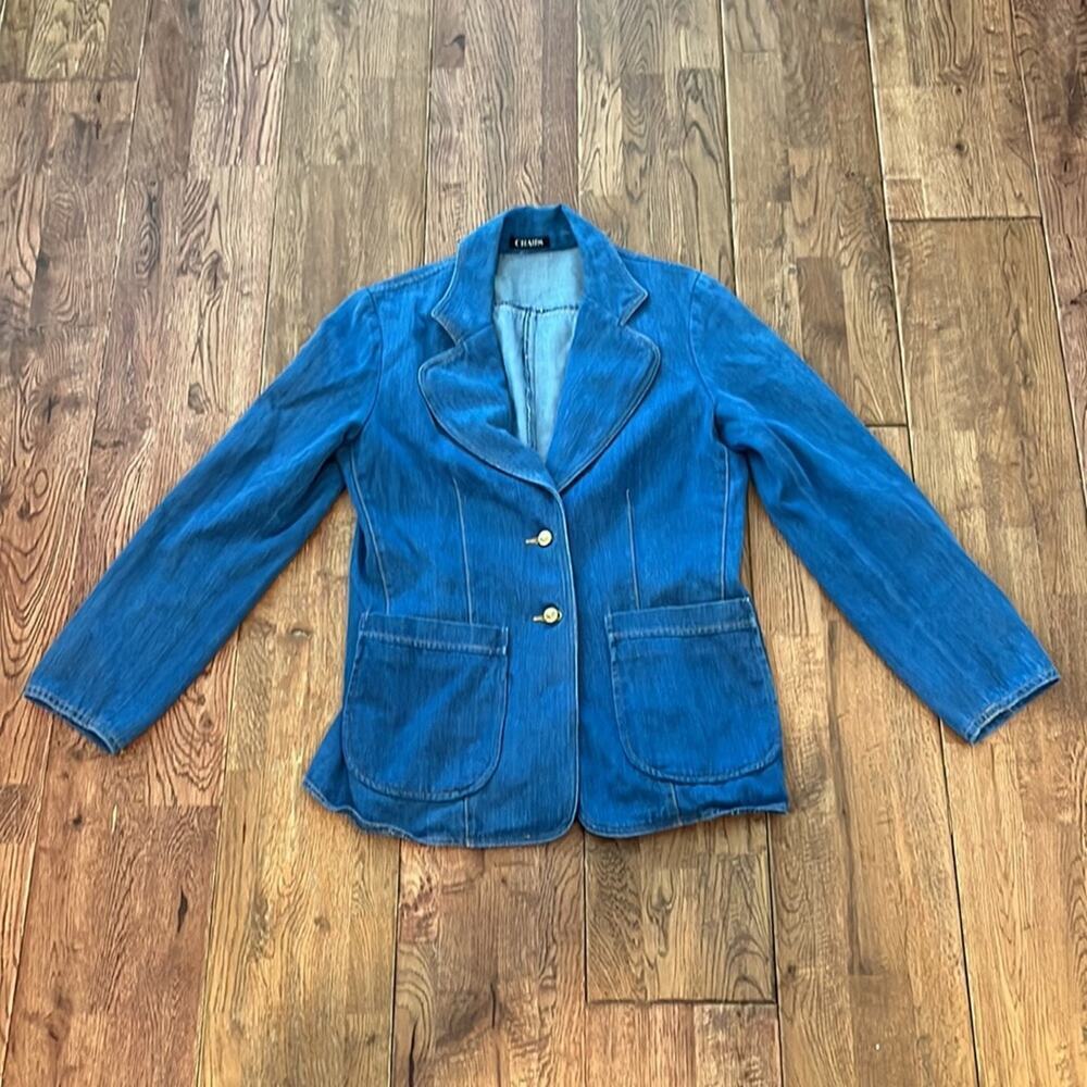 Vintage Denim Jean Blazer Joe Buttons-Chaus- Medium - Picture 2 of 6